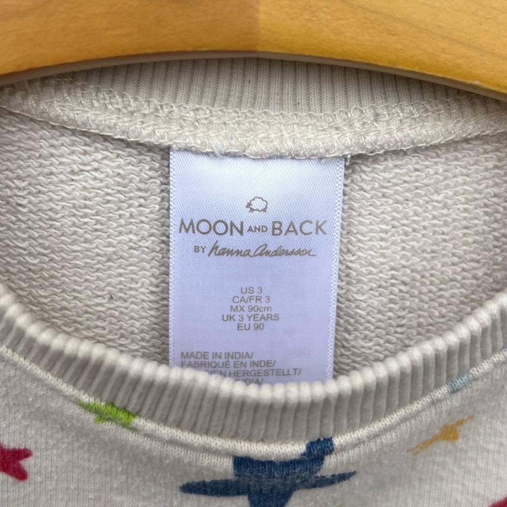 Moon & Back Hanna Andersson Star Patterned Crewneck Cotton Sweatshirt Size 3 - Picture 5 of 6